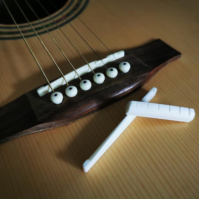 Écrou de selle de guitare en os de bétail blanc pour guitare folk de 41 pouces 2Pcs white