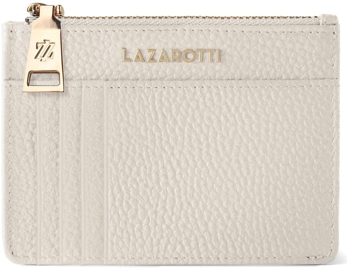 Lazarotti sleutelgeval kaarthouder Bologna Leather Zip Etui 4 Card Slots Bluetooth-Tracker Cream crème