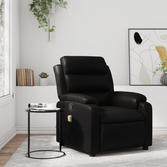 vidaXL - Massagestoel - van - zwart - kunstleer