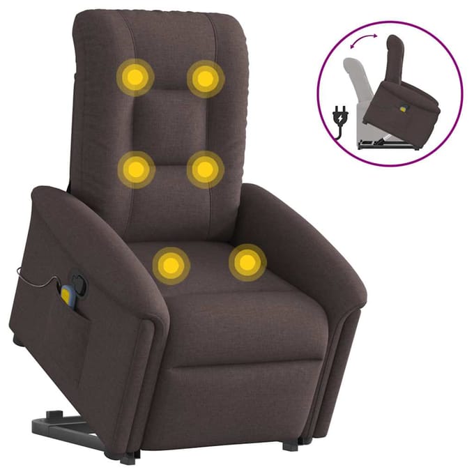 vidaXL - Sta-op-massagestoel - verstelbaar - stof - donkerbruin