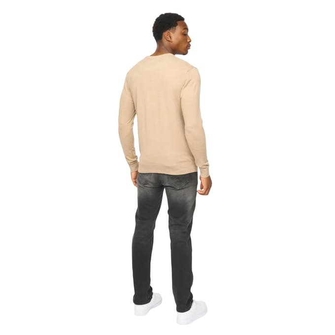 Duck and Cover Heren Consenza Gebreid Crew Neck Sweatshirt (Steen)