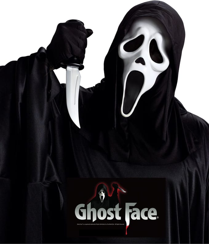 Masker - Ghost face - Met capuchon & mes