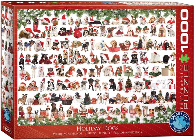 Puzzel 1000 Stukjes Kerst met Honden - Groot Formaat 68x48 cm