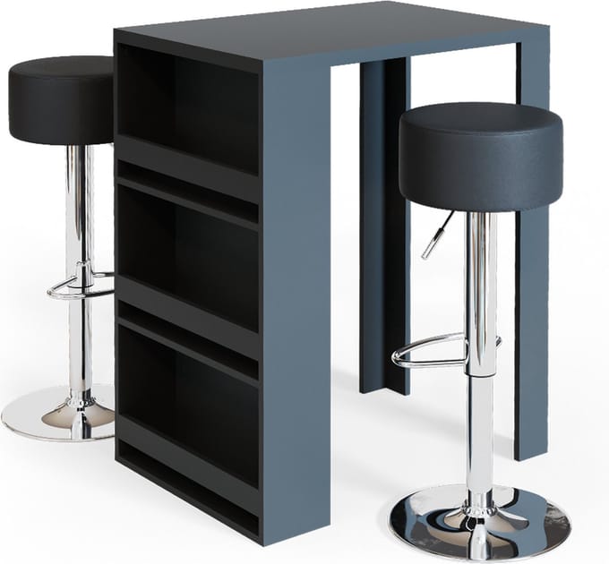 Vicco Bartafel set – 57 x 80 cm met 2 barkrukken Antraciet
