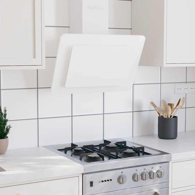 Vidaxl Hotte de Cuisine, 60 cm, Acier Inoxydable et Verre Trempé, Blanc
