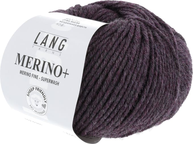 Lang Yarns Merino Plus - 380 aubergine mix - Merinowol Garen