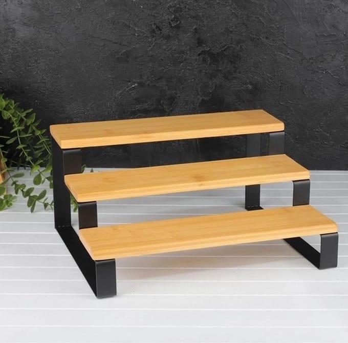 Bamboe organizer plank met metalen voet