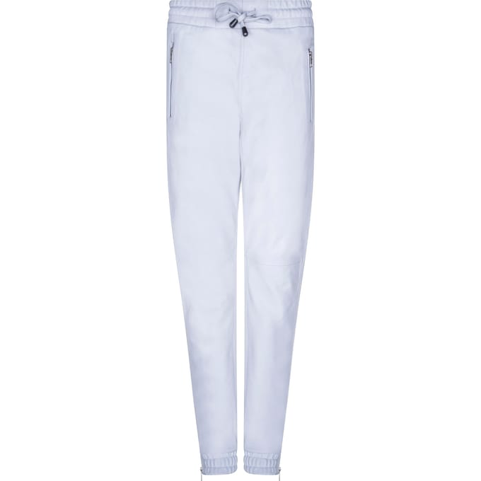 Witte joggingbroek van echt nappaleer voor dames