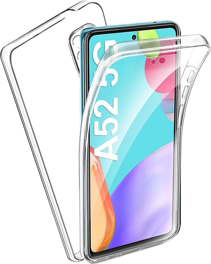 Hoesje geschikt voor Samsung Galaxy A52 / A52s - 360 Siliconen Case Transparant en Screenprotector
