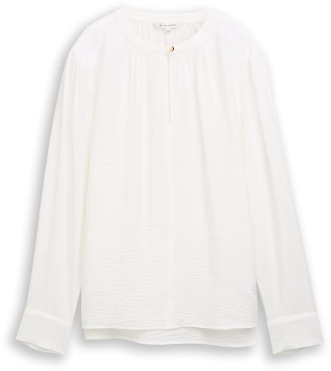 Tom Tailor - Crinkle blouse met ruches - Maat 46 - Whisper White