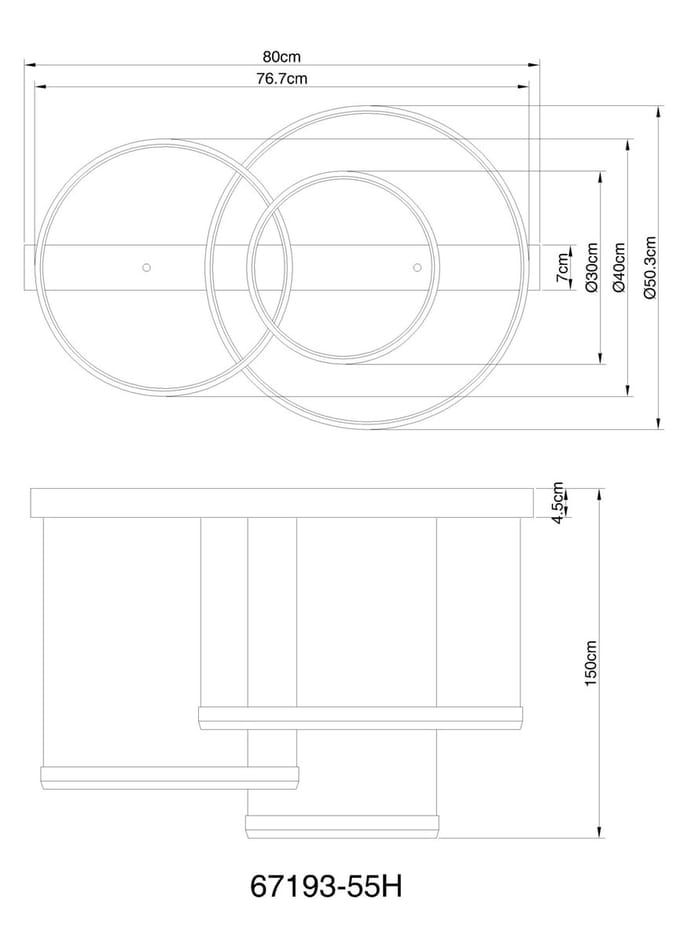 Globo - hanglamp - HALLI - zwart - metaal - ringlamp - LED - 67193-55H