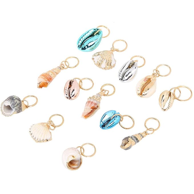 Haarvlechtringen Dreadlocks Ring Schelp Haarring DIY Haardecoratie Accessoires beige