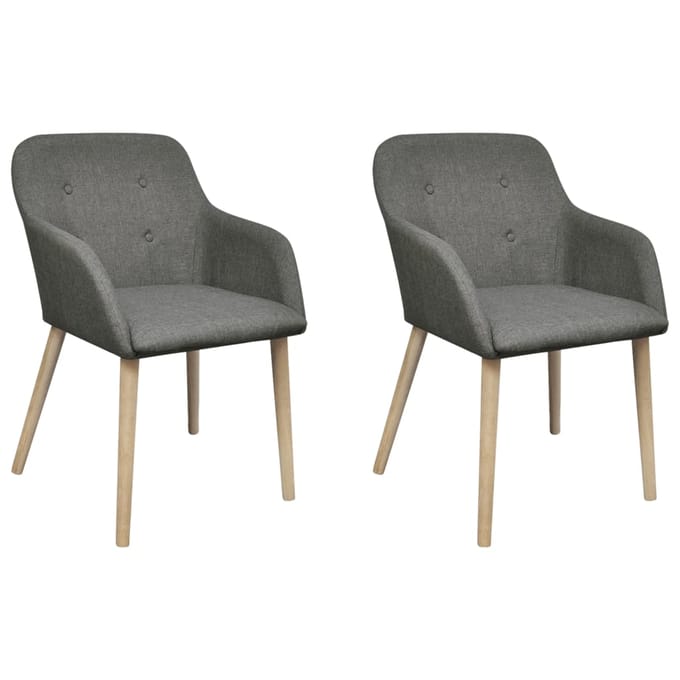 vidaXL - Eetkamerstoelen - 2 - st - stof - en - massief - eikenhout - lichtgrijs
