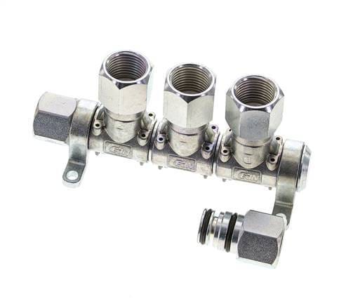 Staal/Messing DN 7.2 (Euro) Luchtkoppeling Snelkoppeling G 1/2 inch Binnendraad 3-weg - CLS7-F-E-3W-C-012