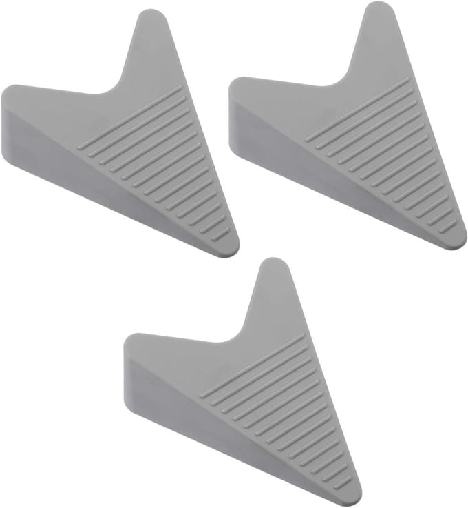 Deurstopper Set - Rubberen Wiggen - Voorkom Dichtslaan - Beschermt Vloer - 3 Stuks - Grijs