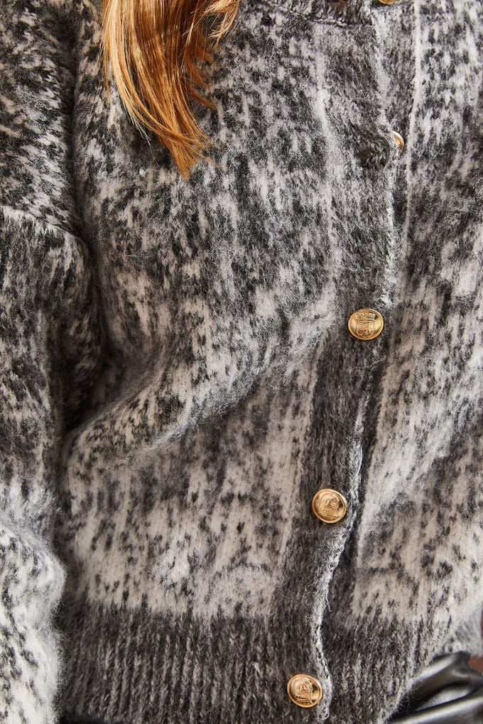 Gestructureerde Crop Cardigan met Knopen sluiting