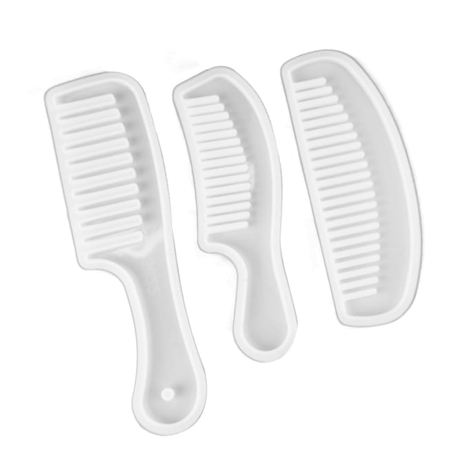3 pièces Moules en Silicone Peigne Translucide Dents Larges Moules Ensemble pour Coiffure Bricolage white