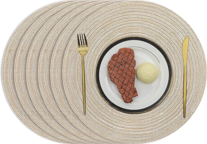 Geweven Gevlochten Ronde Placemats Set van 6