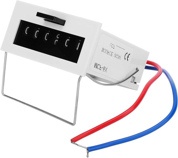 Pulsteller - Teller - Industriële Tellingen - Elektromagnetisch Principe - 6 Cijfers - Grijs