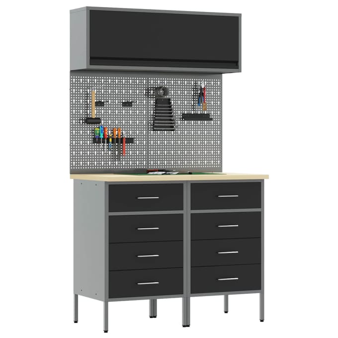 vidaXL - Werkkast - Set - met - lade - met - plank - met - opslag - 5 - st - Zwart