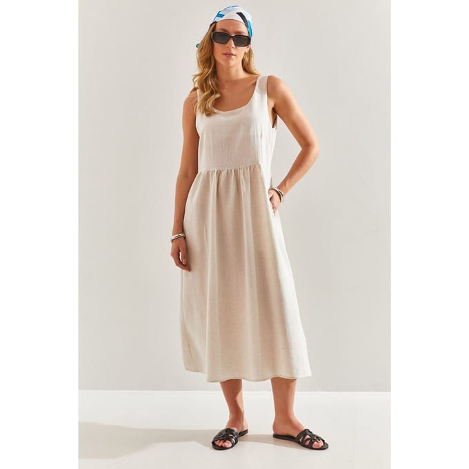 Gepaard Midi-jurk met Ronde Hals