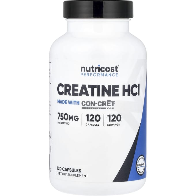 Nutricost, Atletische Prestaties, Creatine HCl, 750mg, 120 Capsules