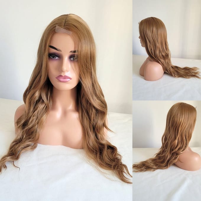 Frazimashop- Blonde Pruik - Pruiken Dames - Wig - Verstelbaar - Lang Golvend Haar - Blond - 70 cm# Hittebestendige#