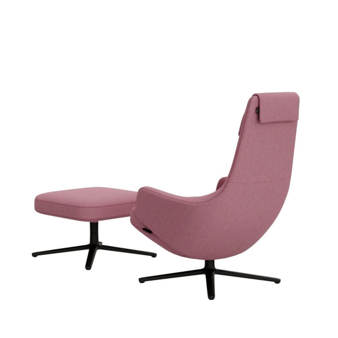 Vitra - Repos Fauteuil & Ottoman - basic dark gepoedercoat - Cosy2 zachtrose - Zithoogte 40 cm - roze