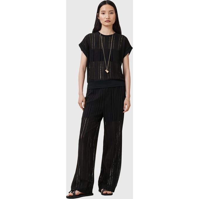 AllSaints Giana Trouser Black Größe: M | Ausgestellte Hosen Outlet | Damen | Schwarz