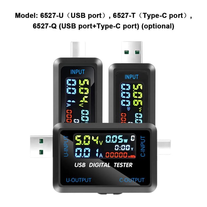 Multifunctionele USB-spanningsstroomtestmeter Digitale IPS-display Capaciteitstester Vermogenstester 6527-U