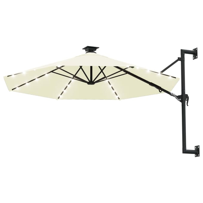 vidaXL - Wandparasol - met - LED's - 300 - cm - zandkleurig