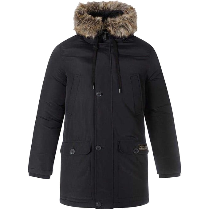 Minoti Gewatteerde heren parka (Zwart)