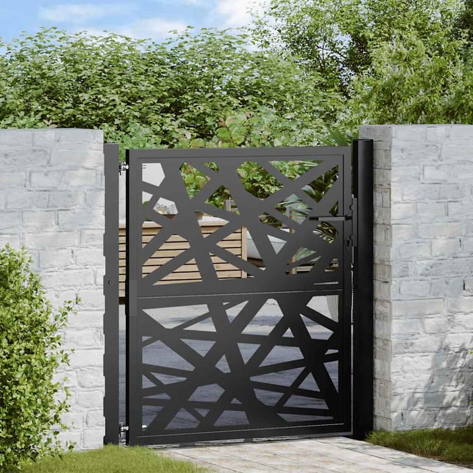 vidaXL - Poort - met - lichtontwerp - 100x100 - cm - staal - zwart
