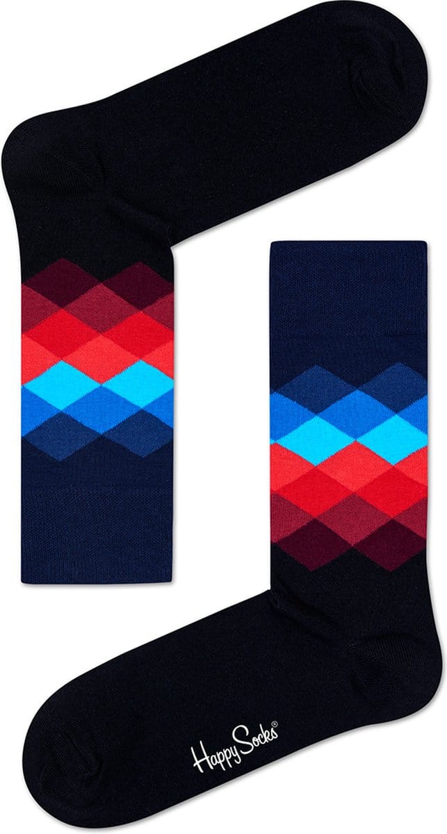 Happy Socks Faded Diamond - Zwart - Maat 36-40