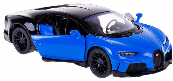 Bugatti Chiron modelauto, metaal, 1:38, blauw, Kinsmart