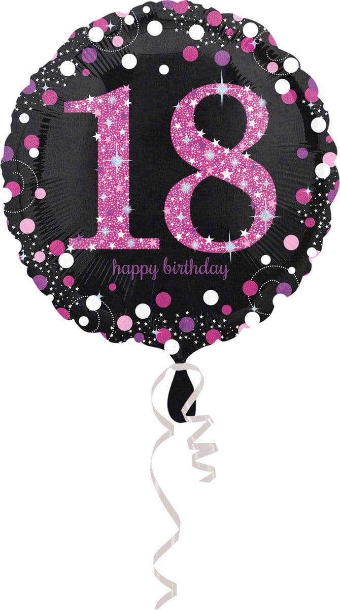 Amscan - Folieballon 18 Jaar Sparkling Celebrations Roze 43 cm