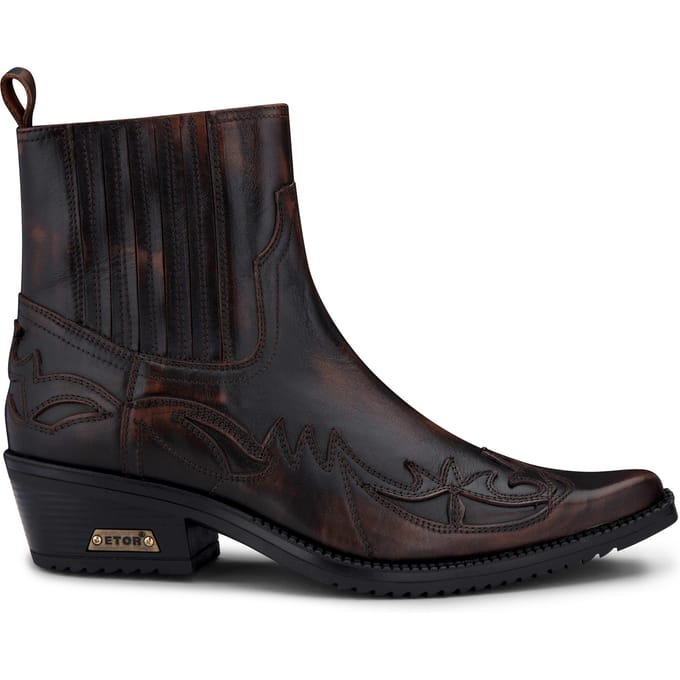 Zwart/bruine Winklepicker cowboy-enkellaarzen voor heren