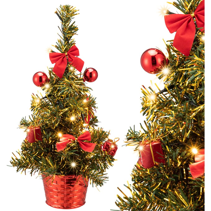 CASARIA Kunstkerstboom Mini - 36cm Leds-Kerstversiering USB - Pvc Groen