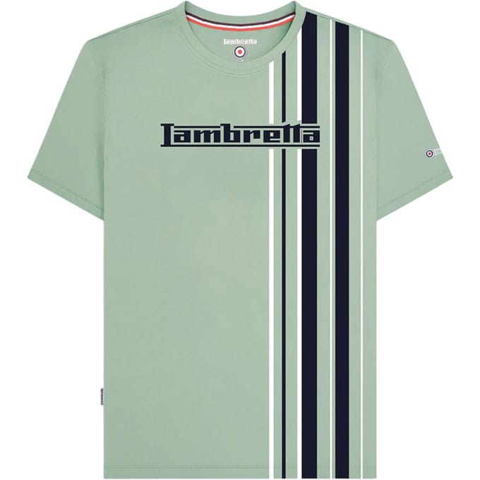 Lambretta Heren Racing Stripe T-shirt (IJsberg groen)