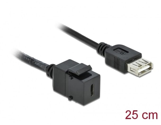 Keystone Module USB 2.0 C Vrouw naar USB 2.0 Een vrouw met kabel