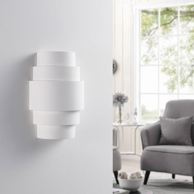 Lindby - wandlamp - 1licht - Gips - H: 30 cm - E14 - wit