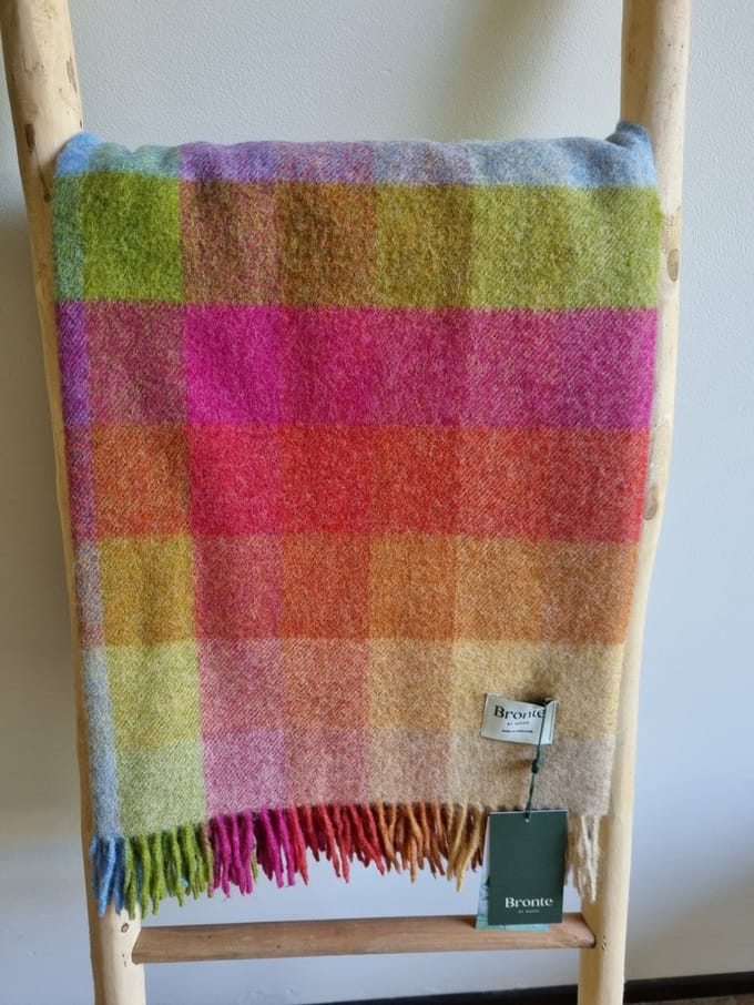 Wollen Plaid - HARLEQUIN Sunshine - 140x185cm - Bronte x Plaids.shop