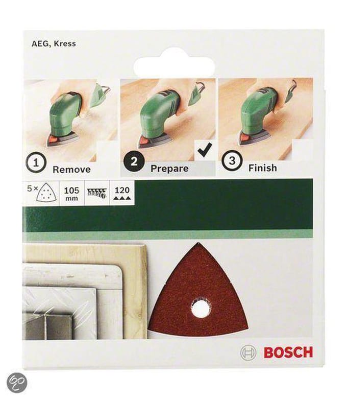 Bosch Accessories 2609256A57 Deltaschuurpapier Met klittenband, Geperforeerd Korrelgrootte (num) 80 Hoekmaat 105 mm 5 stuk(s)