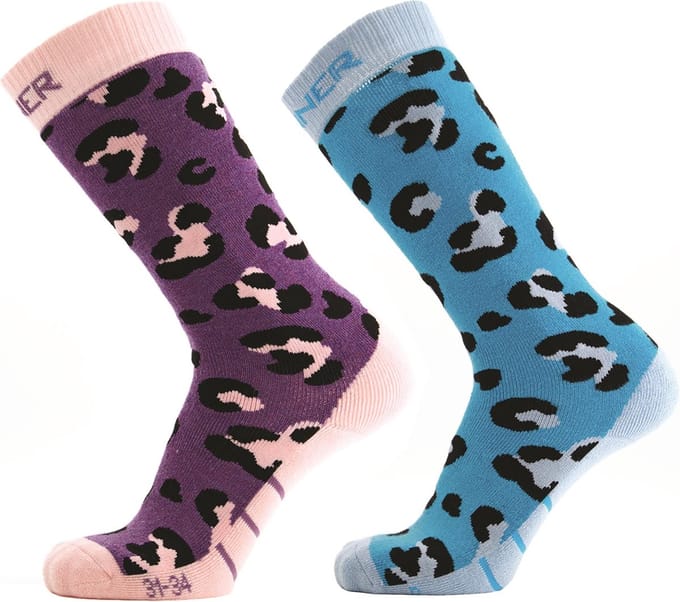 SINNER - KINDEREN SKISOKKEN Dierenprint Paars/blauw - 23-26