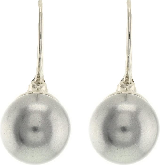 Behave - Dames parel oorhangers grijs 2,5 cm - Tijdloos modern