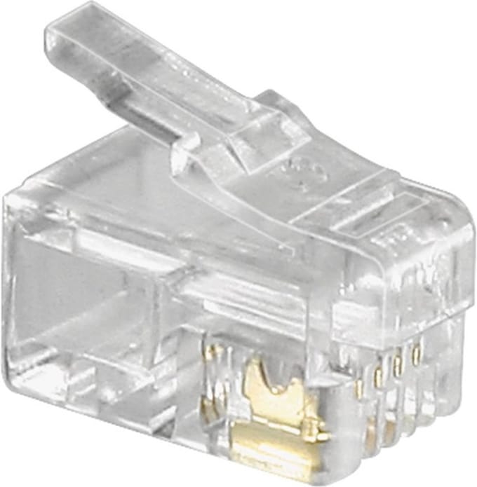 RJ10 krimp connectoren (4P4C) voor platte telefoonkabel - 10 stuks / transparant