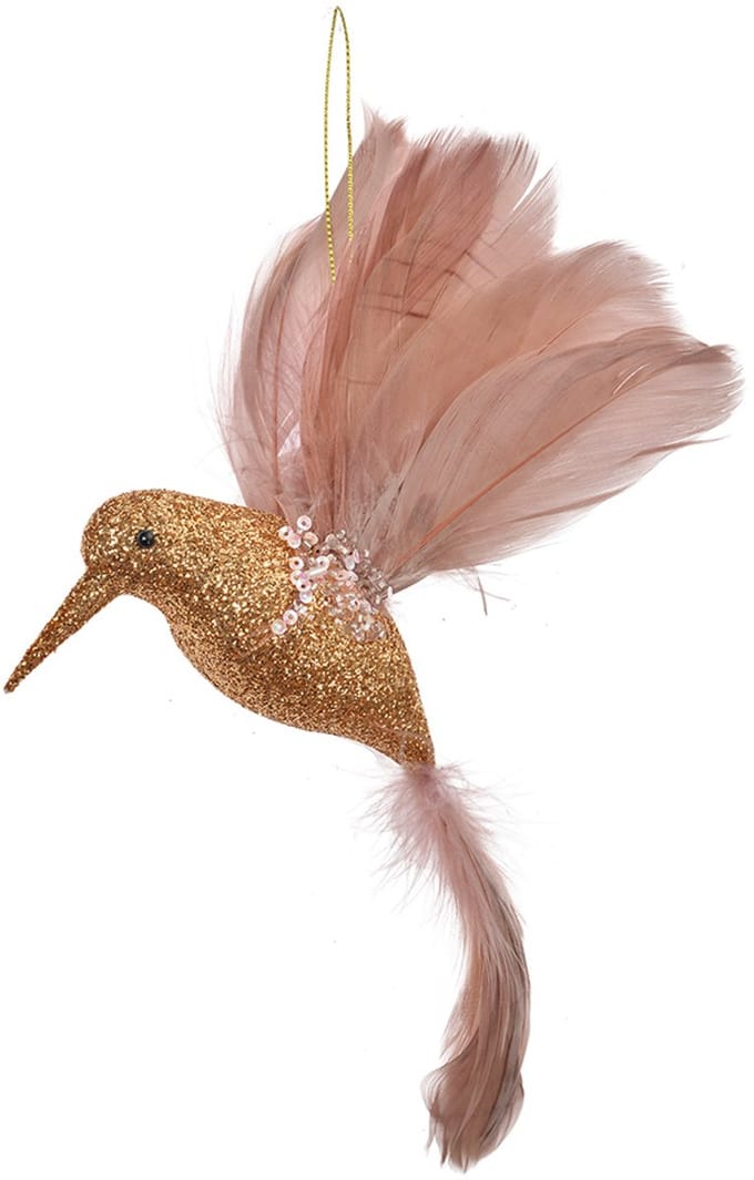 Clayre & Eef Kersthanger Vogel 22x5x15 cm Roze Kunststof
