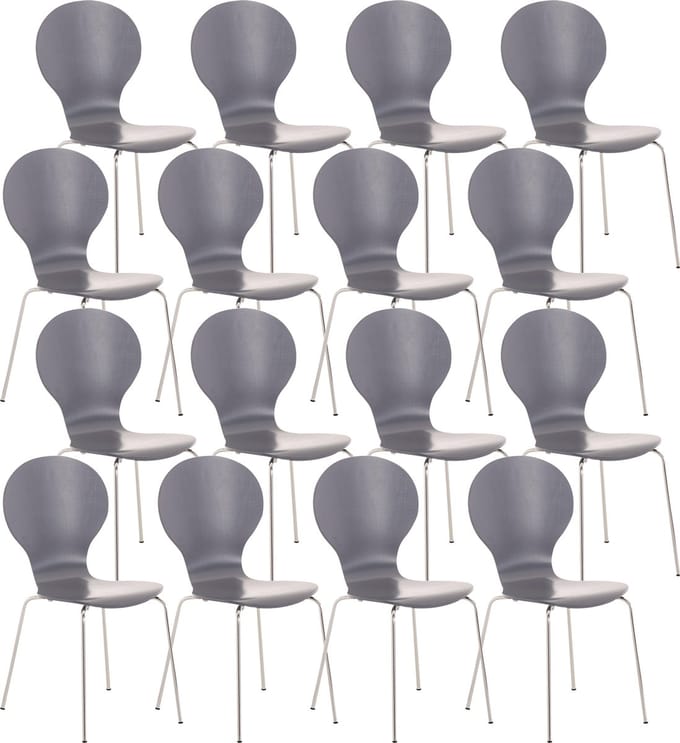 CLP Diego Set van 16 bezoekersstoelen Hout/grijs