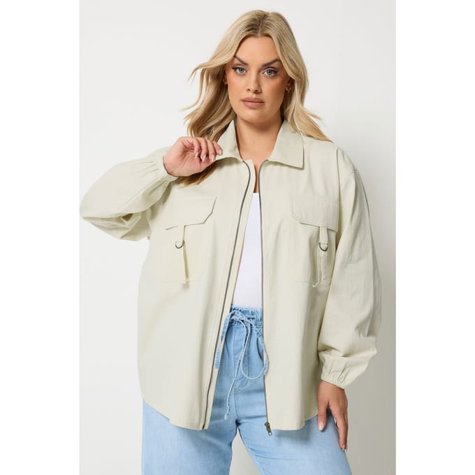 Yours Ivoorwitte Utility Shacket Size 42