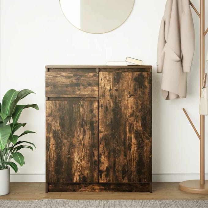 vidaXL - Dressoir - met - lade - 71x35x84 - cm - spaanplaat - gerookt - eikenkleurig